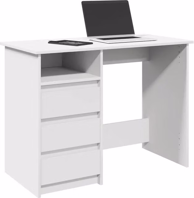 Scrivania moderna bianca vidaXL in MDF laminato L: 102 cm, P: 50 cm, H: 75 cm