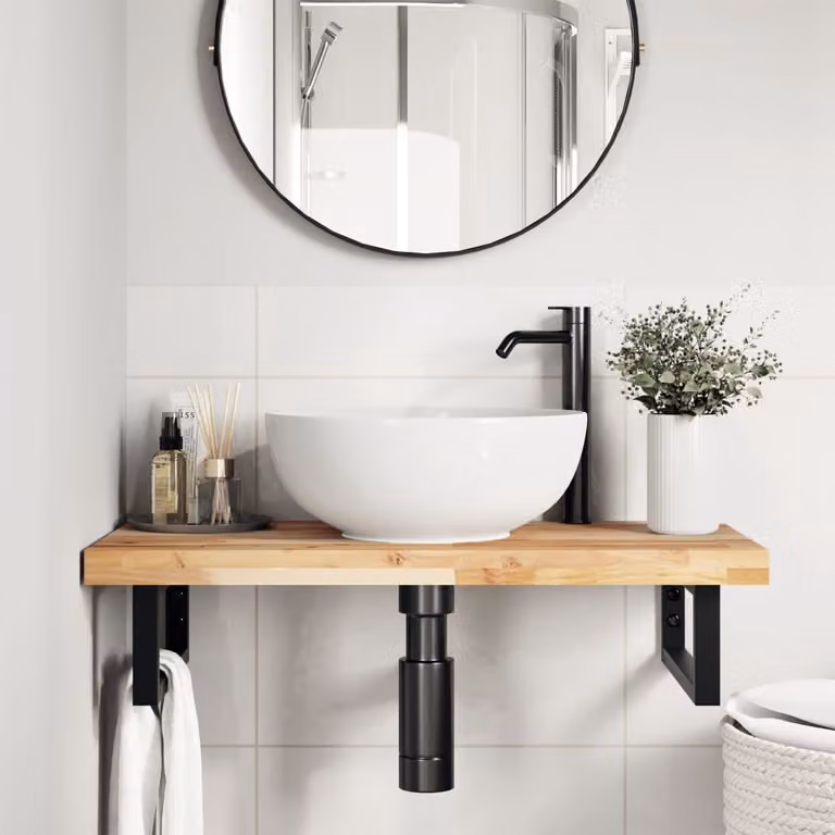 vidaXL Piano da Bagno Non Trattato 80x40x4 cm Legno Massello di Acacia