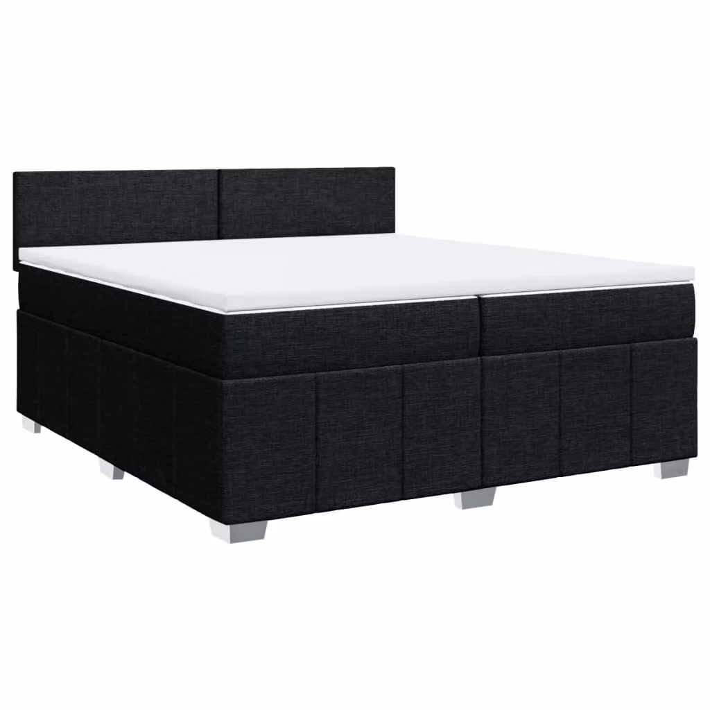 Giroletto a Molle con Materasso Nero 200x200 cm in Tessuto