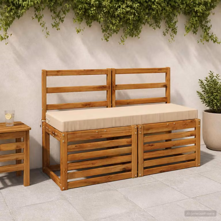Set di 2 cuscini per panchina vidaXL SOEST in poliestere beige con fodera rimovibile e resistente ai raggi UV