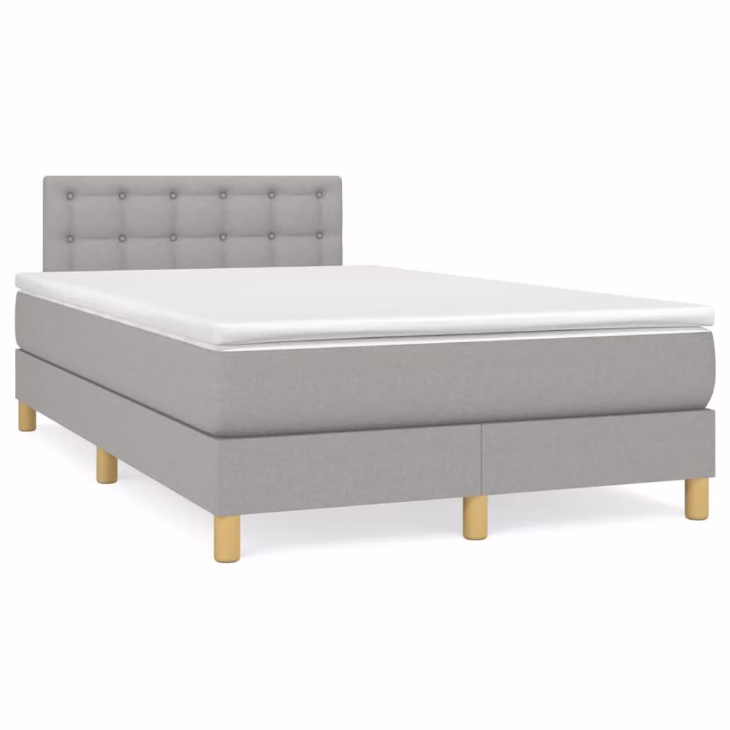 vidaXL Giroletto a Molle con Materasso Ibrido in Tessuto Grigio e Bianco L/P/H: 200 x 120 x 88 cm