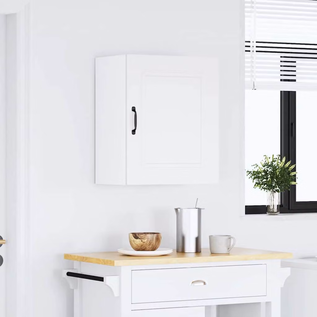 Pensile da cucina moderno vidaXL Kalmar bianco in legno e MDF con ante a battente e ripiani interni L: 60 cm, H: 31 cm, P: 50 cm