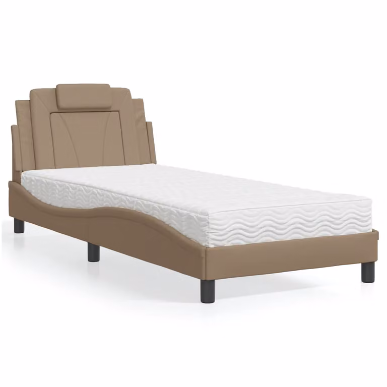 vidaXL Letto Viana con Materasso Cappuccino 90x200 cm in Similpelle