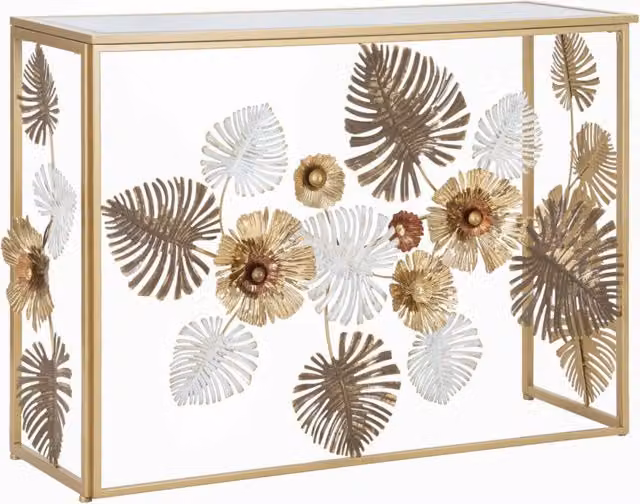 Console Glam Floris 113x40x80 cm in Ferro e MDF e Specchio Multicolor