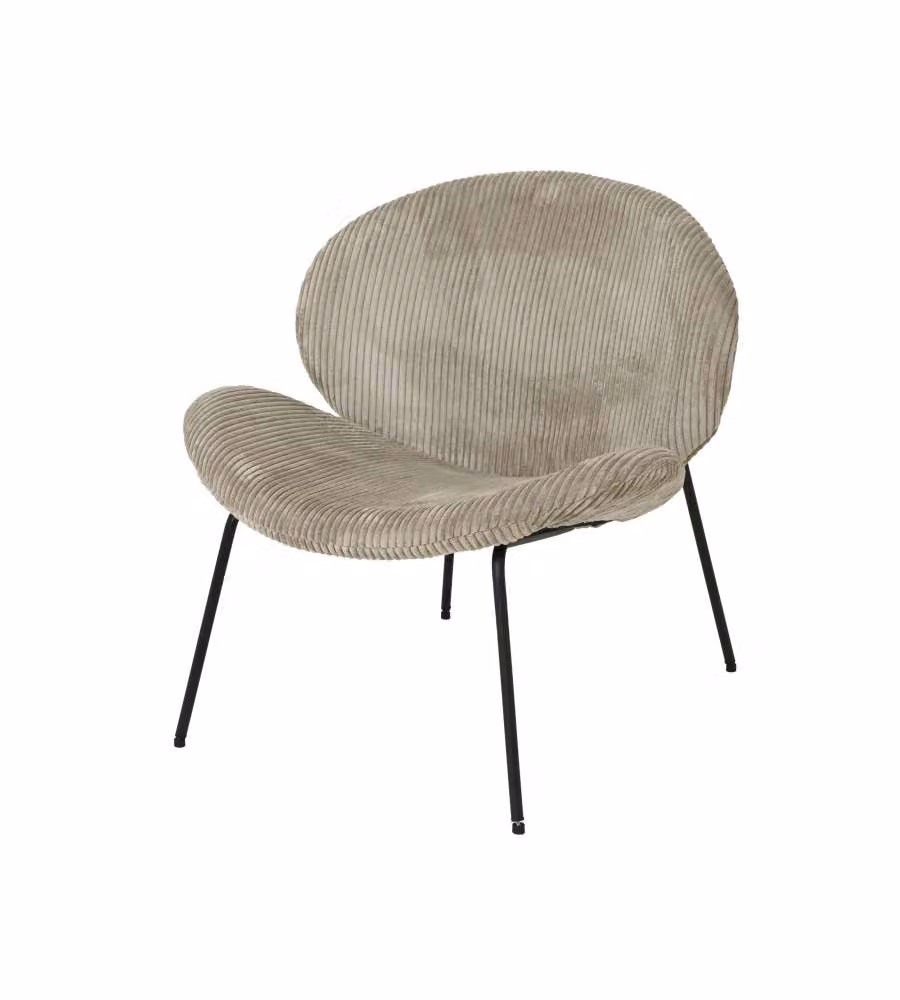 Sedia Relax Crema 72x67,5xH73,5 cm Imbottita Velluto Moderno Metallo