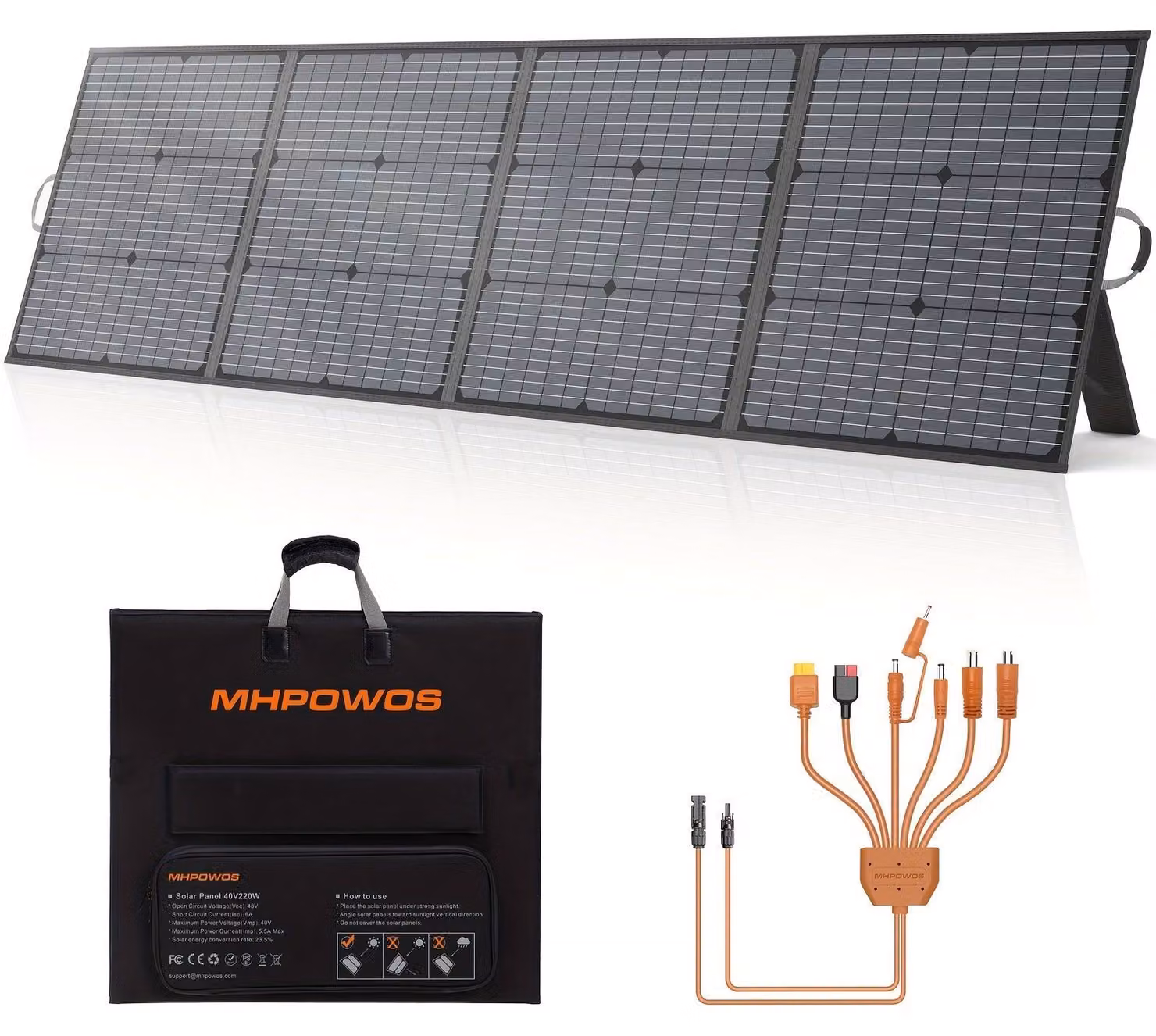Pannello solare pieghevole da 220W - kit solare portatile - alta efficienza del 23,5% - manutenzione zero
