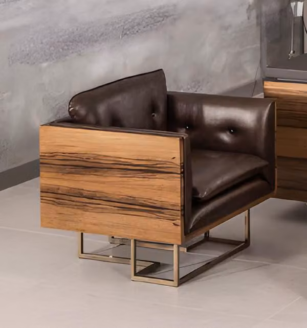 Stuhl 1x Ess Zimmer Polster Stuhl Sessel Fernseh Lounge Club Leder Textil Sitz