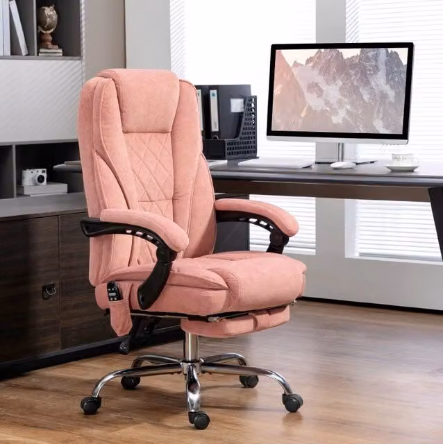 Sedia da ufficio ergonomica con massaggio e calore, rosa