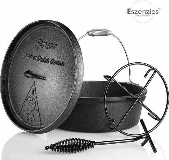 Pentola da arrosto Eszenzics in ghisa nera con capacità 5,8 l e diametro 31 cm