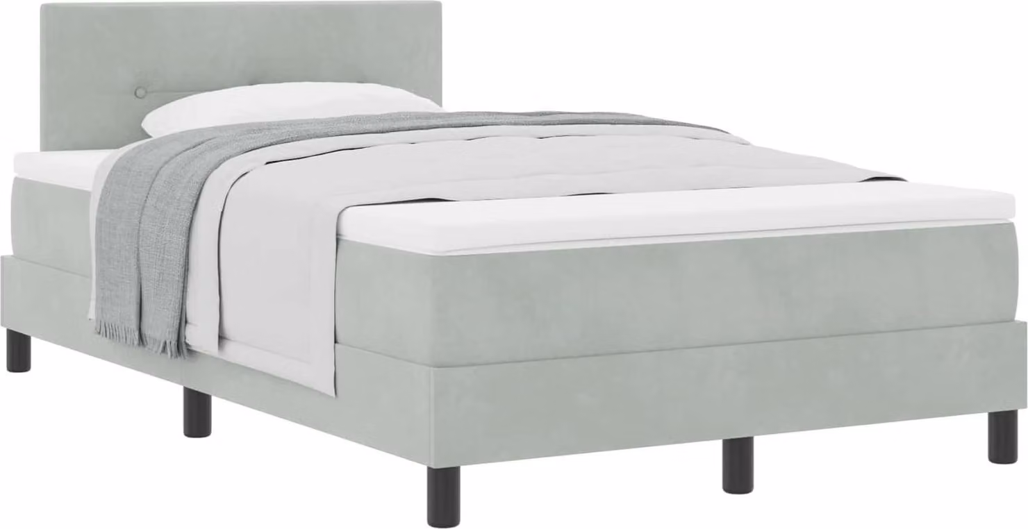 Letto a molle con materasso Grigio chiaro 120 x 190 cm Velluto