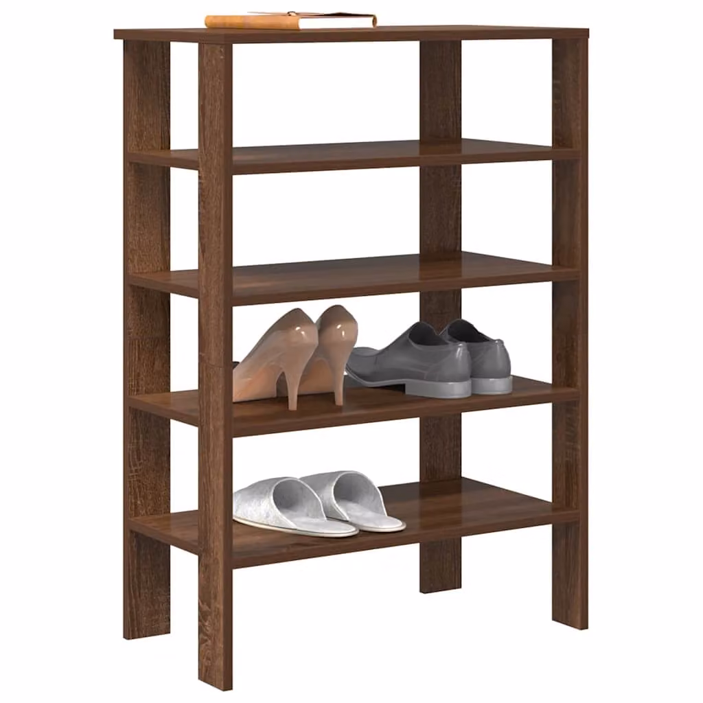 Scarpiera moderna vidaXL in legno e MDF marrone con ripiani piatti, L 61 cm, P 32 cm, H 87,5 cm