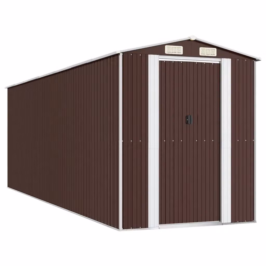 Capanno da Giardino Videx in Acciaio Zincato Marrone con Porte Scorrevoli L: 606 cm, P: 192 cm, H: 223 cm – 2