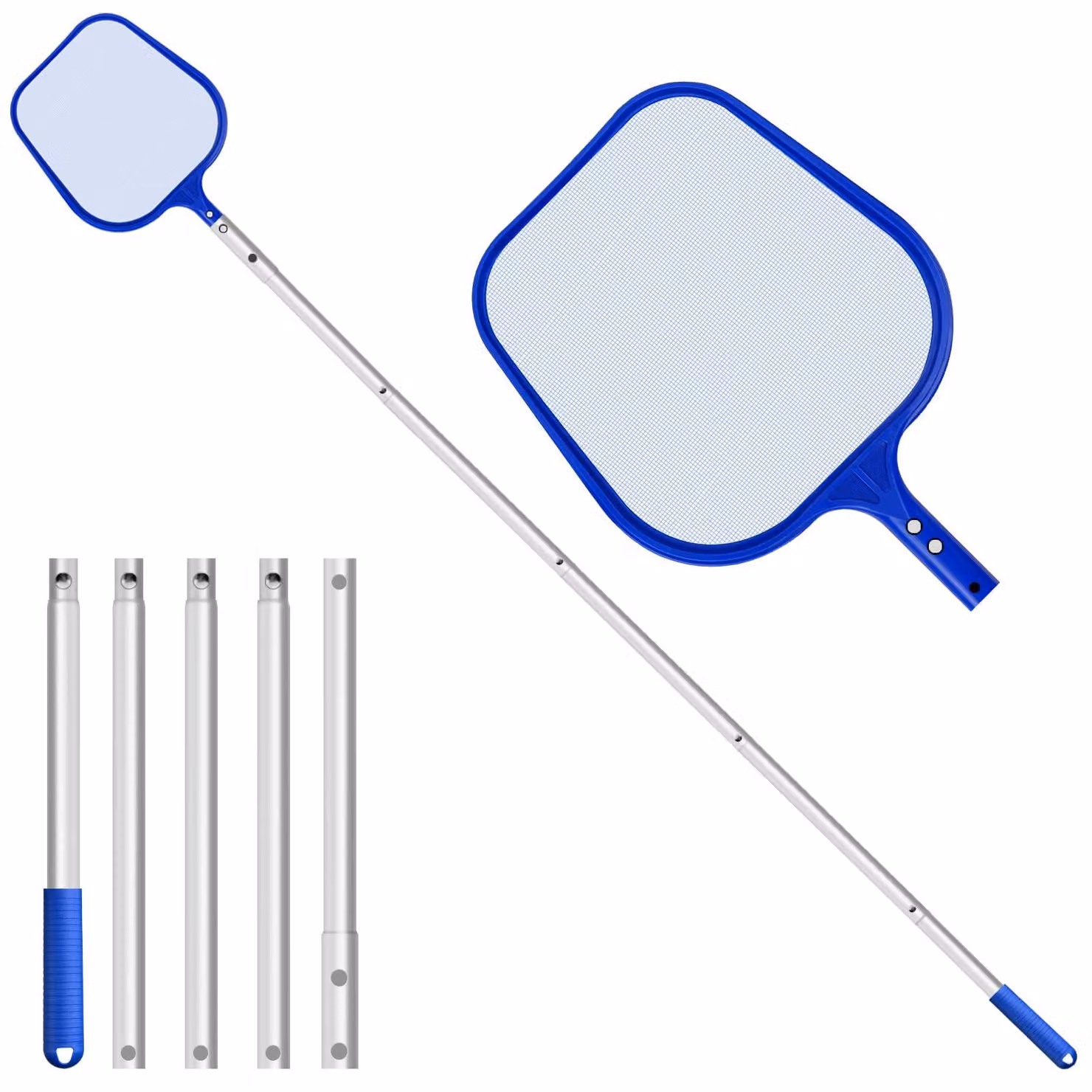 Retino per piscina con manico telescopico, lunghezza 204 cm, rete a maglia fine per piscina e stagno