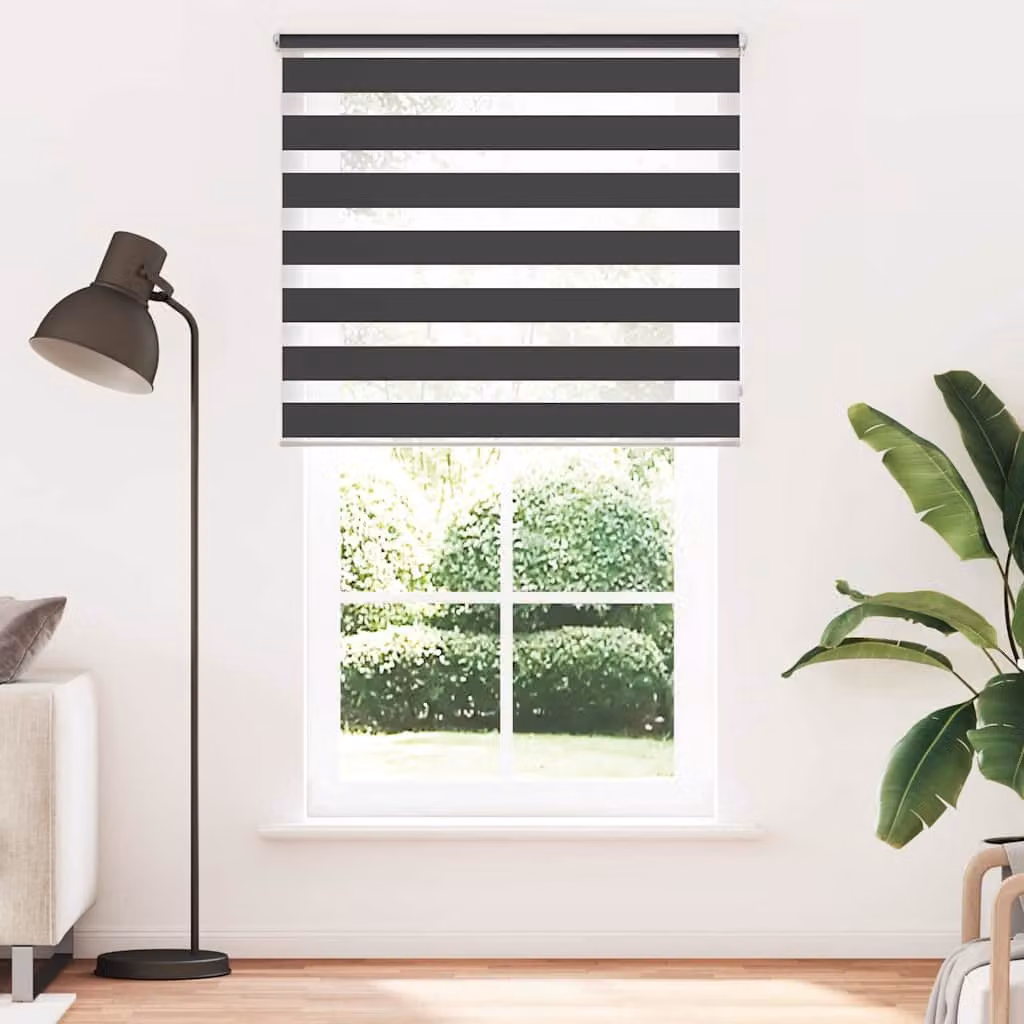 Tenda a rullo zebra vidaXL nero, tessuto a strisce day/night, L: 116,7 cm, H: 230 cm