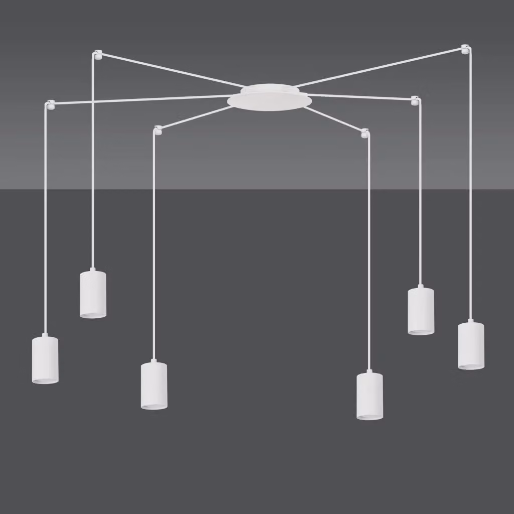 Lampadario a sospensione Emibig Traker bianco in metallo con 6 faretti GU10 regolabili per LED – 2