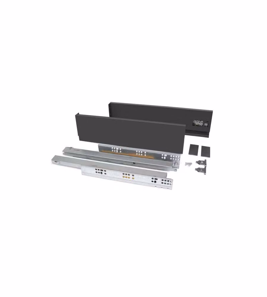Emuca Cassetto esterno Vertex 40 kg altezza 93 mm, profondità 450mm, Grigio antracite, Acciaio 1 UN