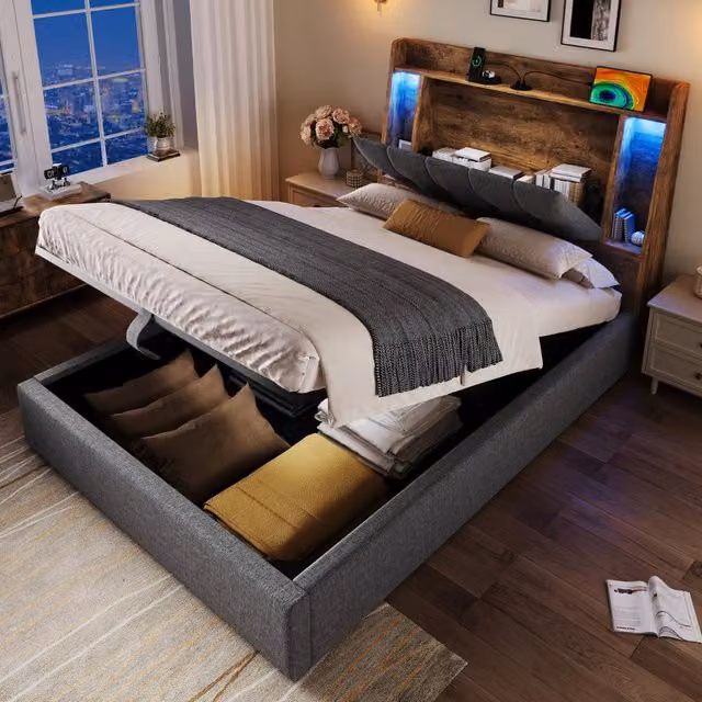 letto imbottito lino grigio 90 x 200 cm
