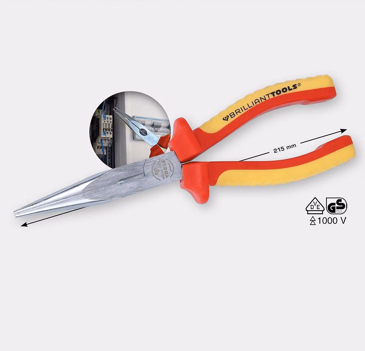 BRILLIANT TOOLS Pinze a becchi tondi VDE 208 mm - BT068012