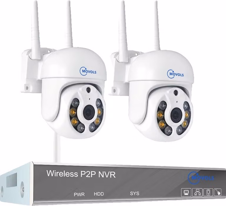 Sistema TVCC wireless, 10CH NVR, rilevamento umanoide AI, 10CH 5MP con 2 PTZ, 4T