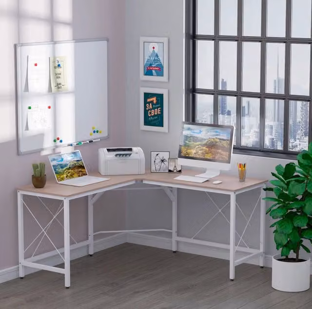 Scrivania angolare a L 150 x 150 cm in MDF e metallo