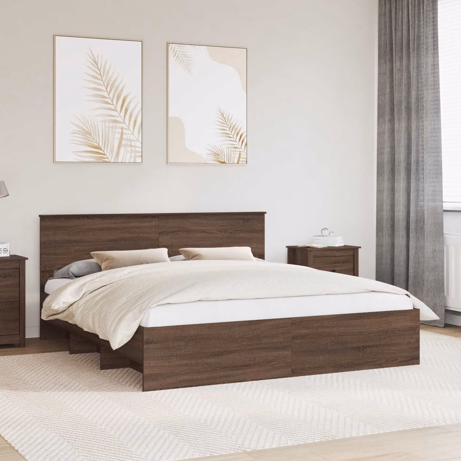 Struttura del letto con testiera vidaXL in legno Rovere Marrone 200 x 200 cm