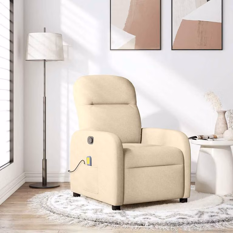vidaXL Poltrona Relax Reclinabile Moderna in Tessuto Beige con Braccioli