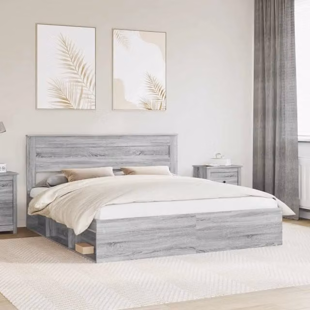 Struttura del letto-Giroletto Grigio Sonoma 180 x 200 cm Pino massello 521757