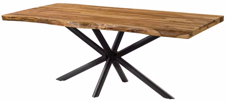 MASSIVMOEBEL24 | Tavolo da pranzo in legno di sheesham 200x100x76 sabbiato naturale / gambe incrociate antracite matt FREEFORM 5