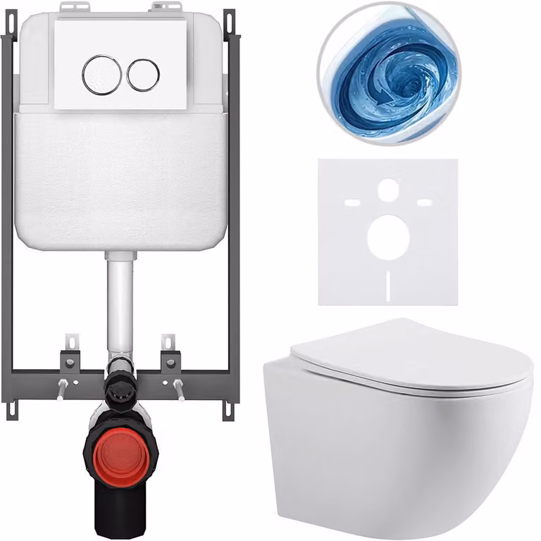 CERANO - Set WC da incasso Cesso - bianco opaco - pulsante Prime/Dualo, bianco - da incasso - 49x36 cm