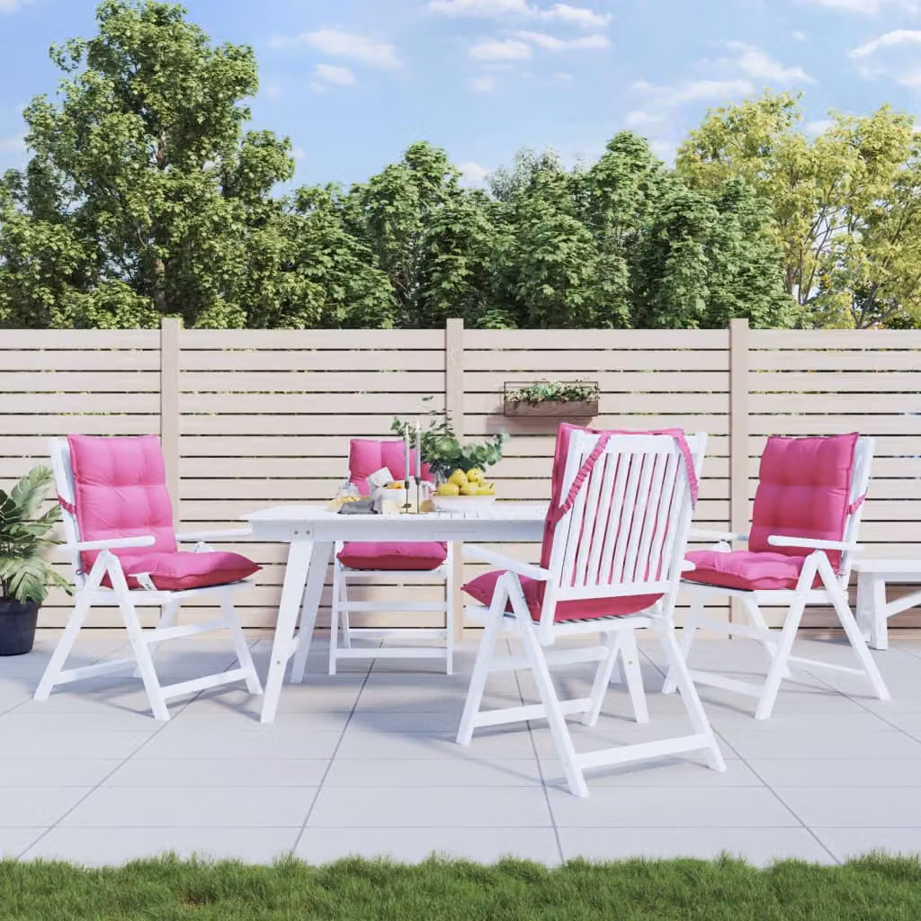 Set di 4 cuscini per sedia con schienale basso vidaXL in tessuto Oxford rosa, traspiranti e idrorepellenti