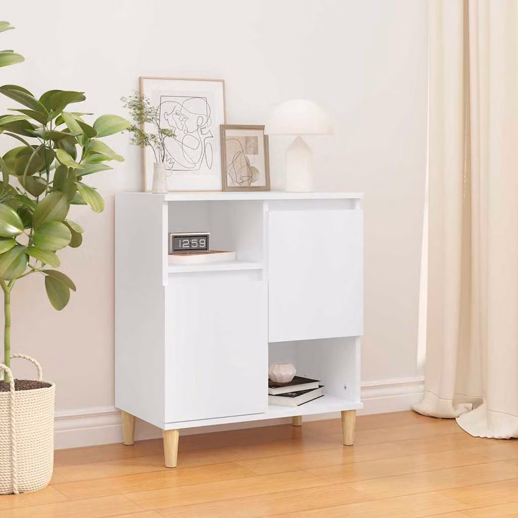 Credenza moderna vidaXL in legno multistrato e MDF, colore bianco opaco, L 60 cm x P 35 cm x H 70 cm