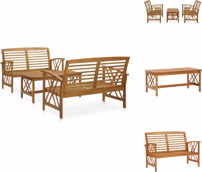 vidaXL Set di 3 pezzi per salotto da giardino in legno massiccio di acacia - Set di mobili da giardino