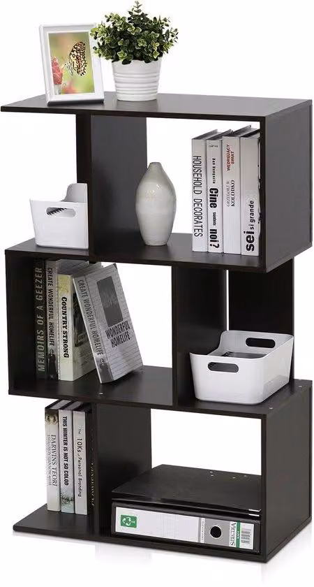 Libreria in legno di colore marrone, a tre ante