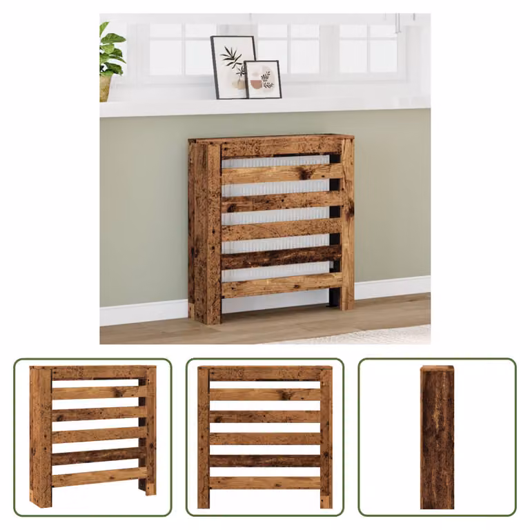 The Living Store Rivestimento per radiatori effetto legno antico 78x20x82 cm materiale a base di legno