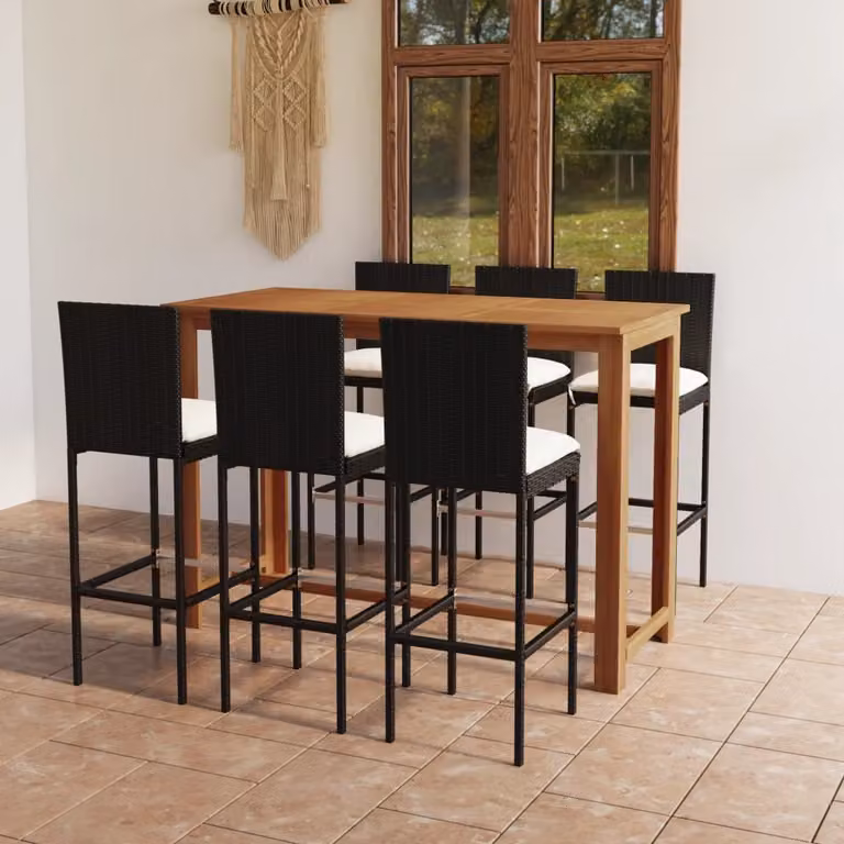 Maison Exclusive - Set da giardino da 7 pezzi con cuscini, nero