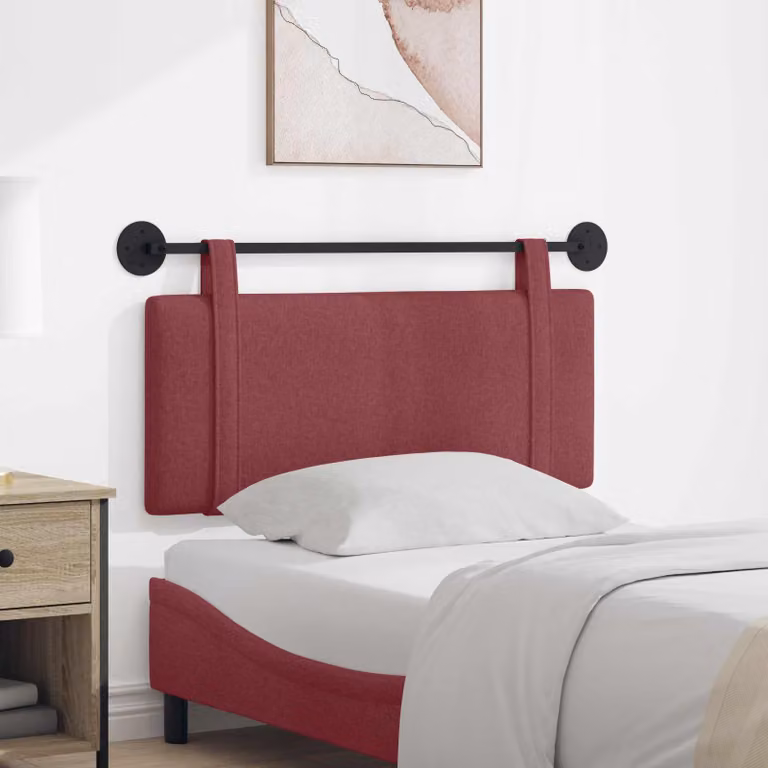 Testiera per letto sospesa vidaXL in tessuto rosso con struttura in legno e imbottitura in schiuma