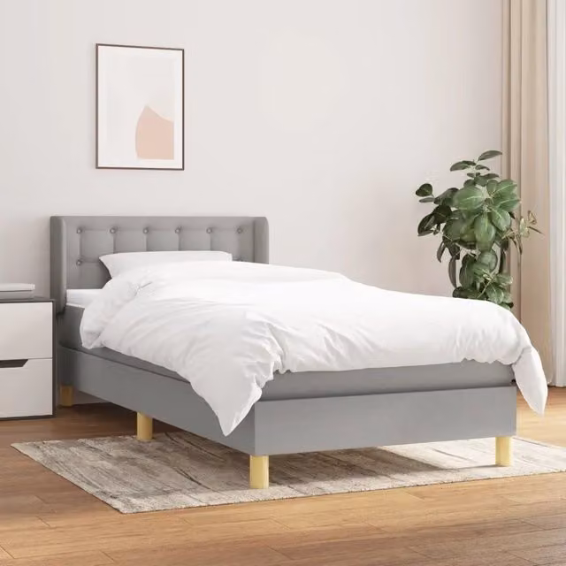 Giroletto a Molle con Materasso-Struttura Letto Grigio Chiaro 90x200 cm Tessuto 207475