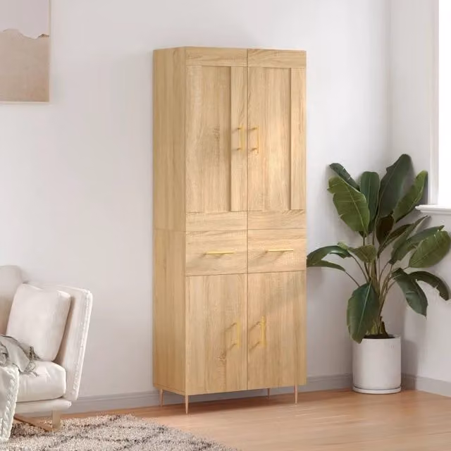 Credenza-Buffet-Armadio da cucina Rovere Sonoma 69,5x34x180 cm in Legno Multistrato 167383