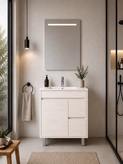 Mobile bagno con lavabo ORIGENBATH ISQUIA senza specchio 50x40 cm bianco nordico