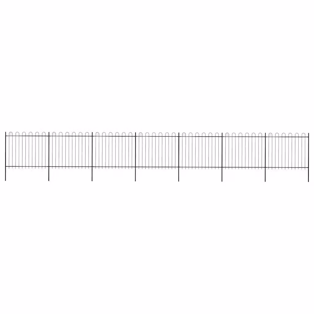 Recinzione da giardino vidaXL in acciaio con parte superiore ad anello, colore nero, L: 1172 cm, H: 150 cm
