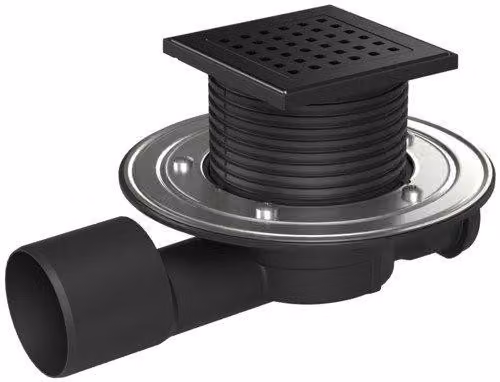Sgocciolatoio da pavimento Chud?j, completamente nero, D50/75, flangia in acciaio inossidabile, griglia GATE nera G1 427 B C
