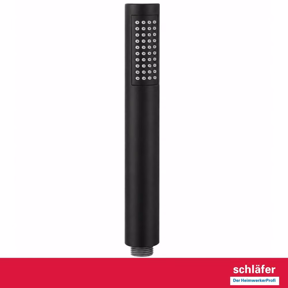 Schläfer 1303100 | Soffione per Doccia Monogetto Nero Opaco Style, Cornetta Doccia Ø 30 x 220 mm dalla Forma Cilindrica, Doccino Anticalcare 1/2 in Abs, Doccetta dal Design Minimal, Finitura Opaca