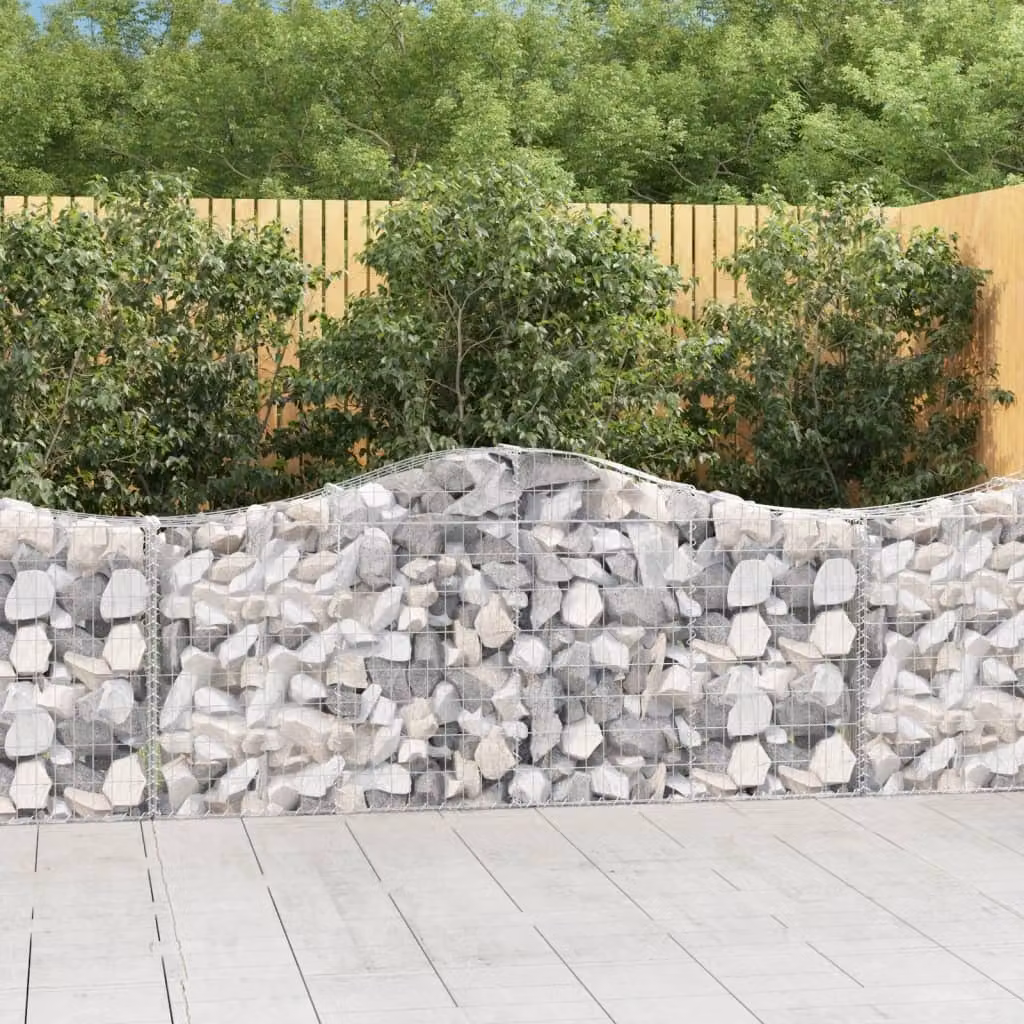 Set di 5 cesti gabbioni ad arco vidaXL in acciaio zincato grigio, L: 200 cm, P: 30 cm, H: 80-100 cm