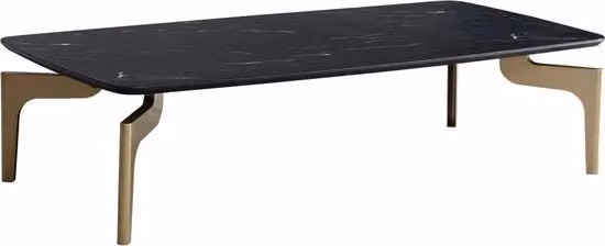 Tavolo da soggiorno con design moderno - Tavolo rettangolare - Finestra in marmo - Nero e Oro - Grande spazio di stoccaggio - 120 cm x 60 cm x 30,5 cm