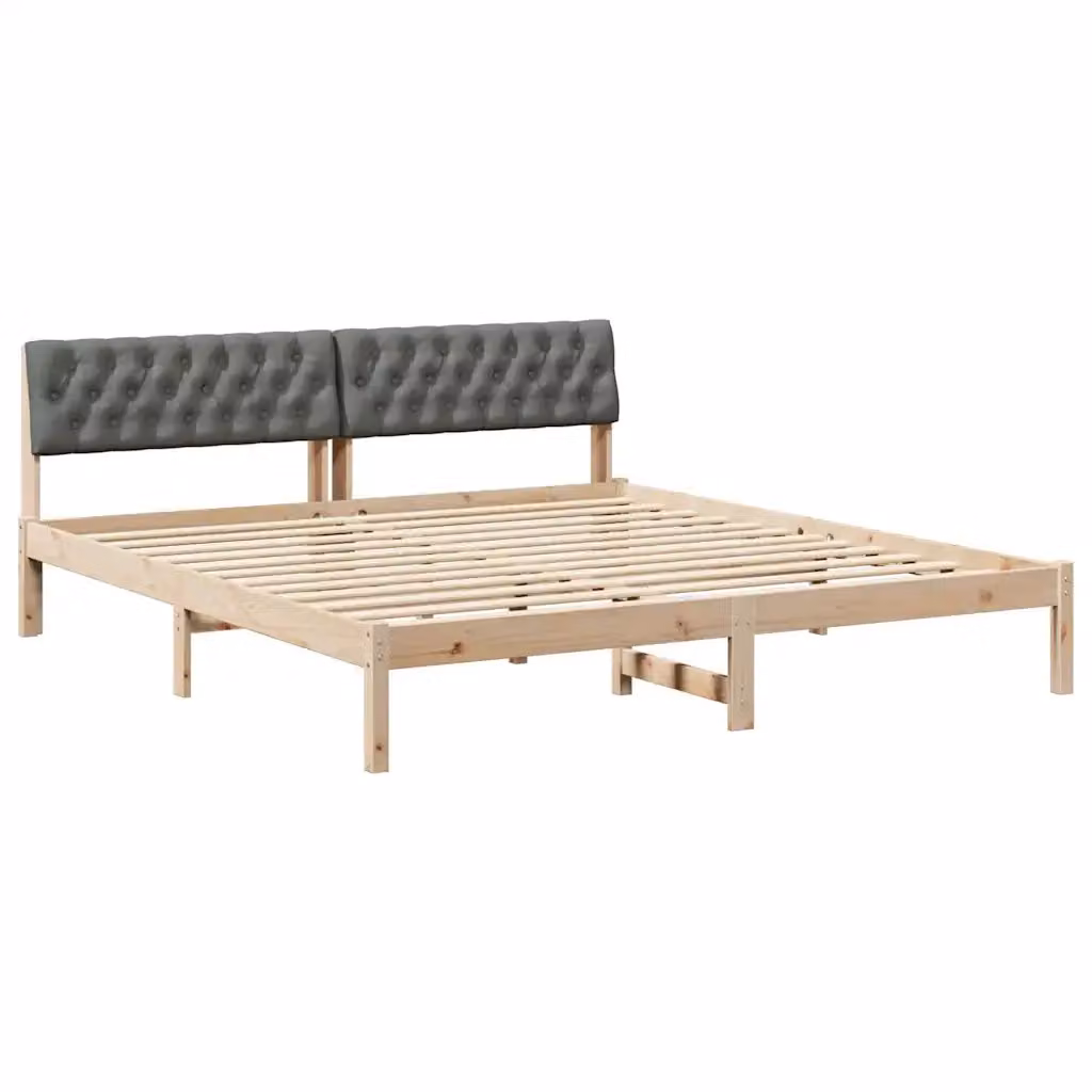 Struttura del letto moderna vidaXL in legno di pino e tessuto, marrone e grigio, L/P: 180 x 200 cm