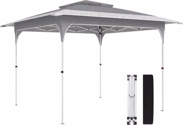 Tenda da Giardino Pieghevole Minimal Grigia 3,5x3,5 m con Protezione UPF 50+