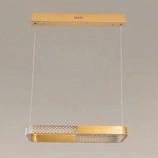 Trade Shop Traesio Lampadario A Sospensione Led Rettangolare Oro e Cristallo con Telecomando e Dimmerabile L 120 cm