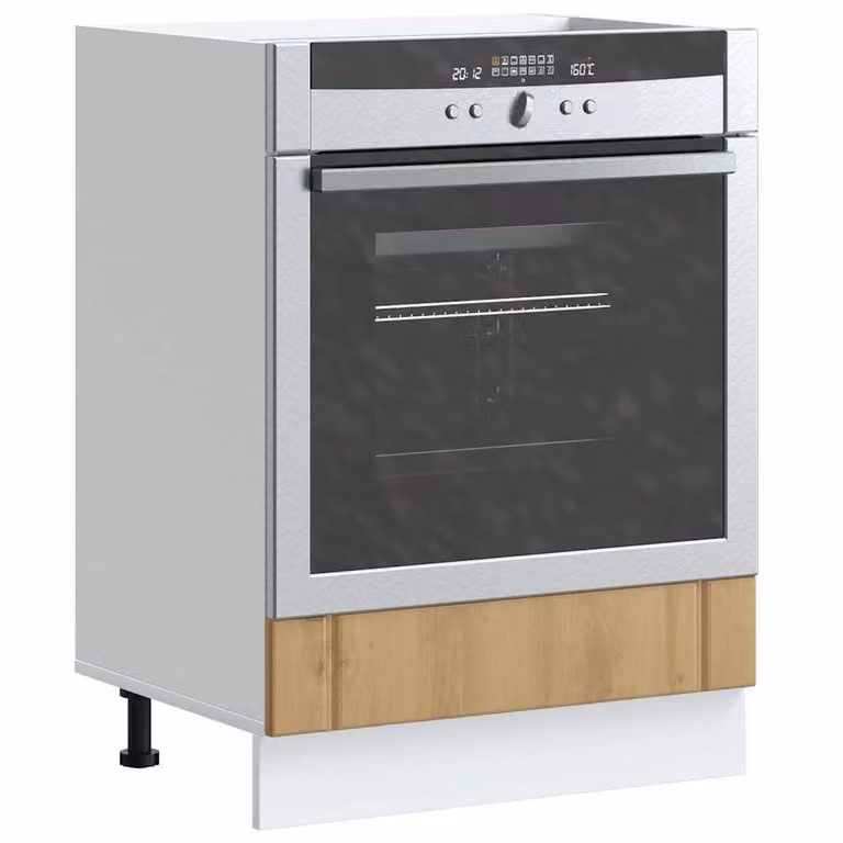 Armadio per forno da incasso vidaXL Lucca in legno rovere e MDF marrone con dettagli argento L: 60,0 cm, P: 46,0 cm, H: 81,5 cm