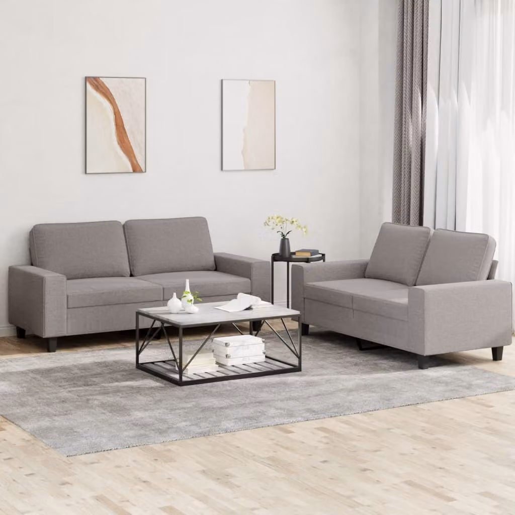 Maison Exclusive - Set divano a 2 posti in tessuto color taupe