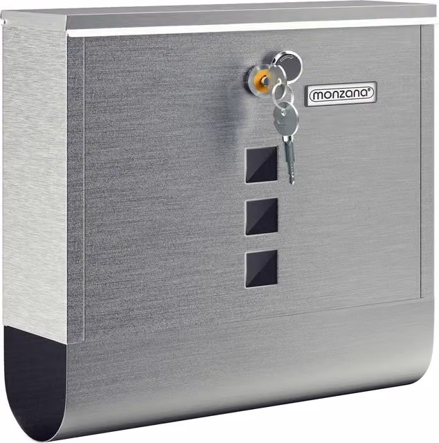 Cassetta postale da parete Monzana in acciaio inox color argento L: 30,5 cm, P: 8,5 cm, H: 33,5 cm